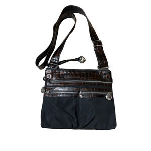 Brighton Black and Brown Nylon and Leather crossbody Bag